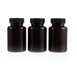 120cc Amber PET Plastic Packer Bottle (F3001P0120) with Amber Screw Cap