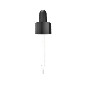 20/400 Smooth-Sided Glossy Black Child-Resistant Dropper with Straight-Tipped Glass Pipette (A20400CR01GP-1)