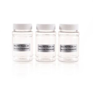 80cc Clear PET Plastic Packer Bottle (F1001P0080) with White Screw Cap
