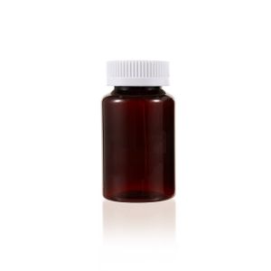 150cc Amber PET Plastic Packer Bottle (F3003P0150) with White Child-Resistant Plastic Cap