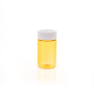 100cc Yellow PET Plastic Packer Bottle (F3004P0100) with White Child-Resistant Plastic Cap
