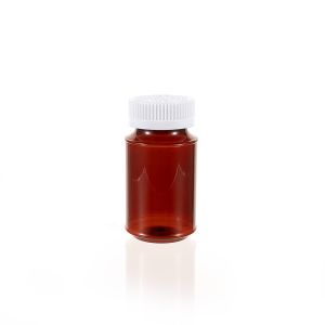 120cc Amber PET Plastic Packer Bottle (F3005P0120) with White Child-Resistant Plastic Cap