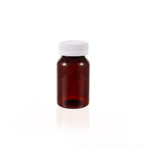 120cc Amber PET Plastic Packer Bottle (F3007P0120) with White Child-Resistant Plastic Cap