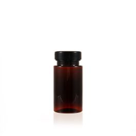 100cc Amber PET Plastic Packer Bottle (F2033P0100) with Black Screw Plastic Cap
