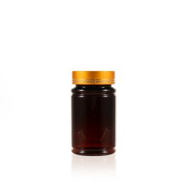 120cc Amber PET Plastic Packer Bottle (F2050P0120) with Electroplated Silver Plastic Cap (Hot Stamped Double Lines on the Side)