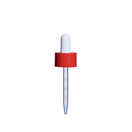 20/400 Smooth-Sided Child-Resistant Red Dropper with 77mm Long Graduated Plastic Pipette (A20400CR01C15)
