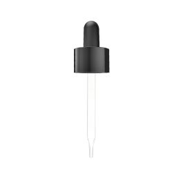 20/400 Smooth-Sided Glossy Black Child-Resistant Dropper with Straight-Tipped Glass Pipette (A20400CR01GP-1)